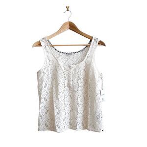 Volcom Not So Classic Tank Floral Lace Women's S Cream NWT